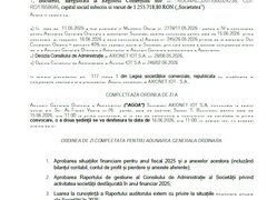 Convocator completat pentru Adunarea Generala a Actionarilor